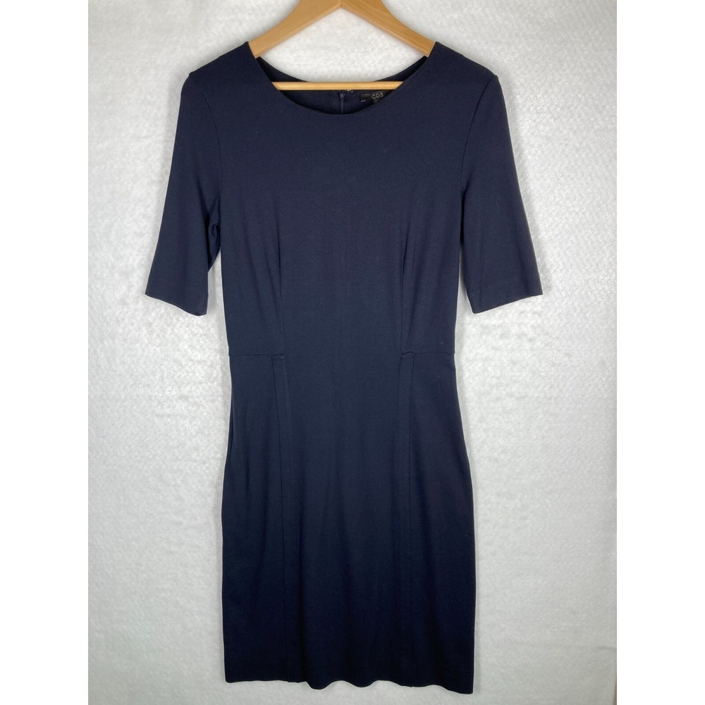 COS Dress Small Navy Blue Sheath Back Zip